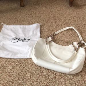Brighton white leather purse with protective bag